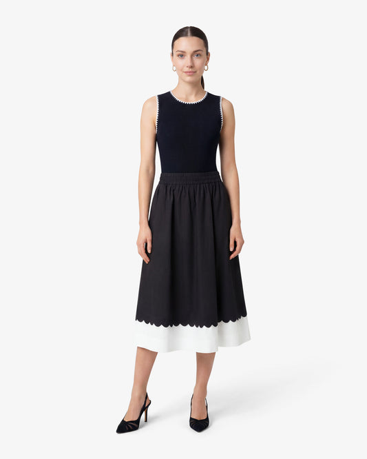 Midi Skirt in Black and White Black - Draper James