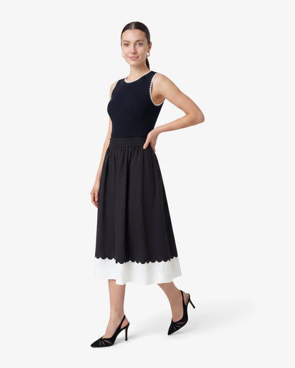 Midi Skirt in Black and White Black - Draper James