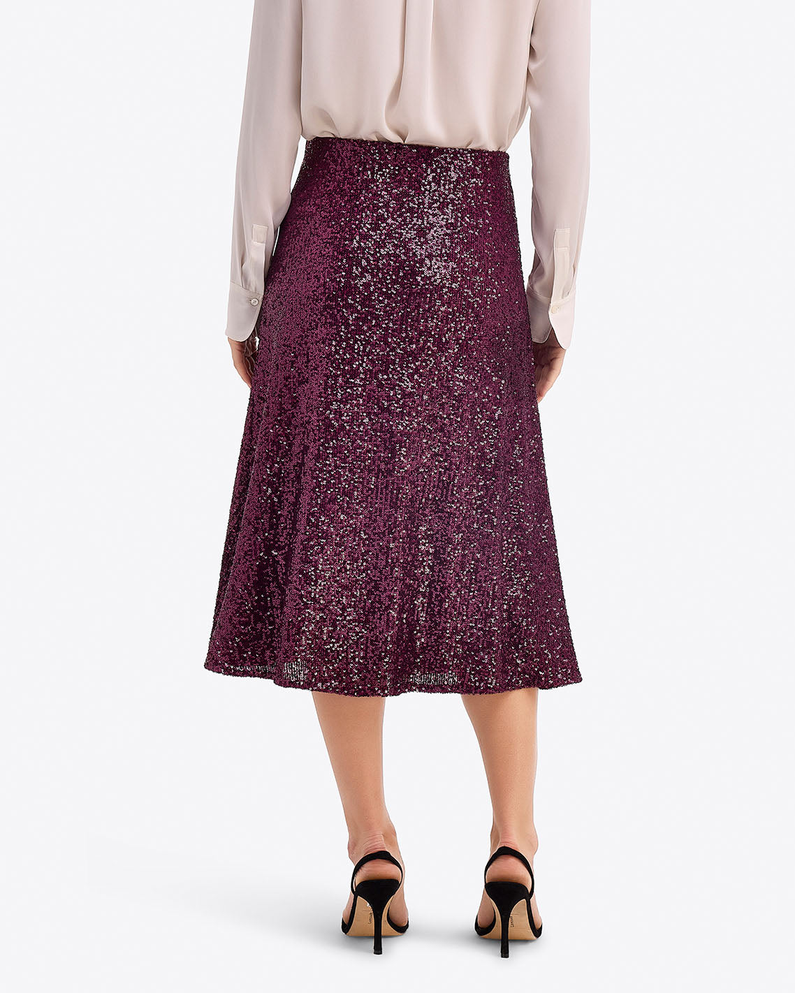 Sequin Midi Skirt – Festive Sparkle Burgundy - Draper James