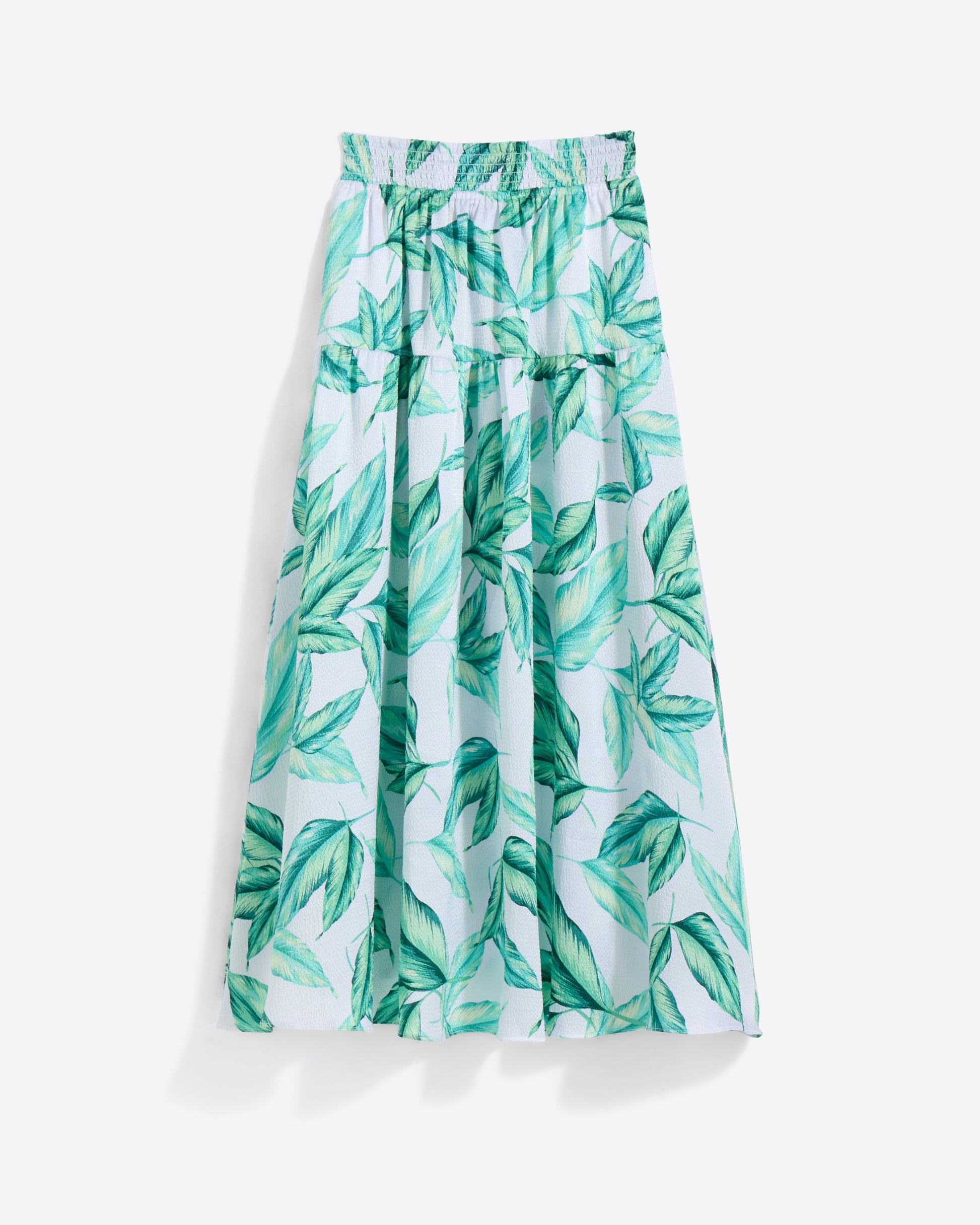 Midi Skirt in Hammered Satin Tropical Leaf - Draper James