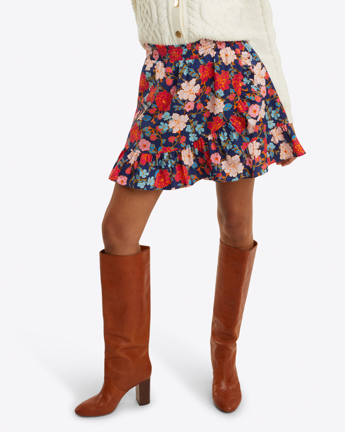 Ruffle Wrap Skirt in Stretch Poplin Blooming Peony - Draper James