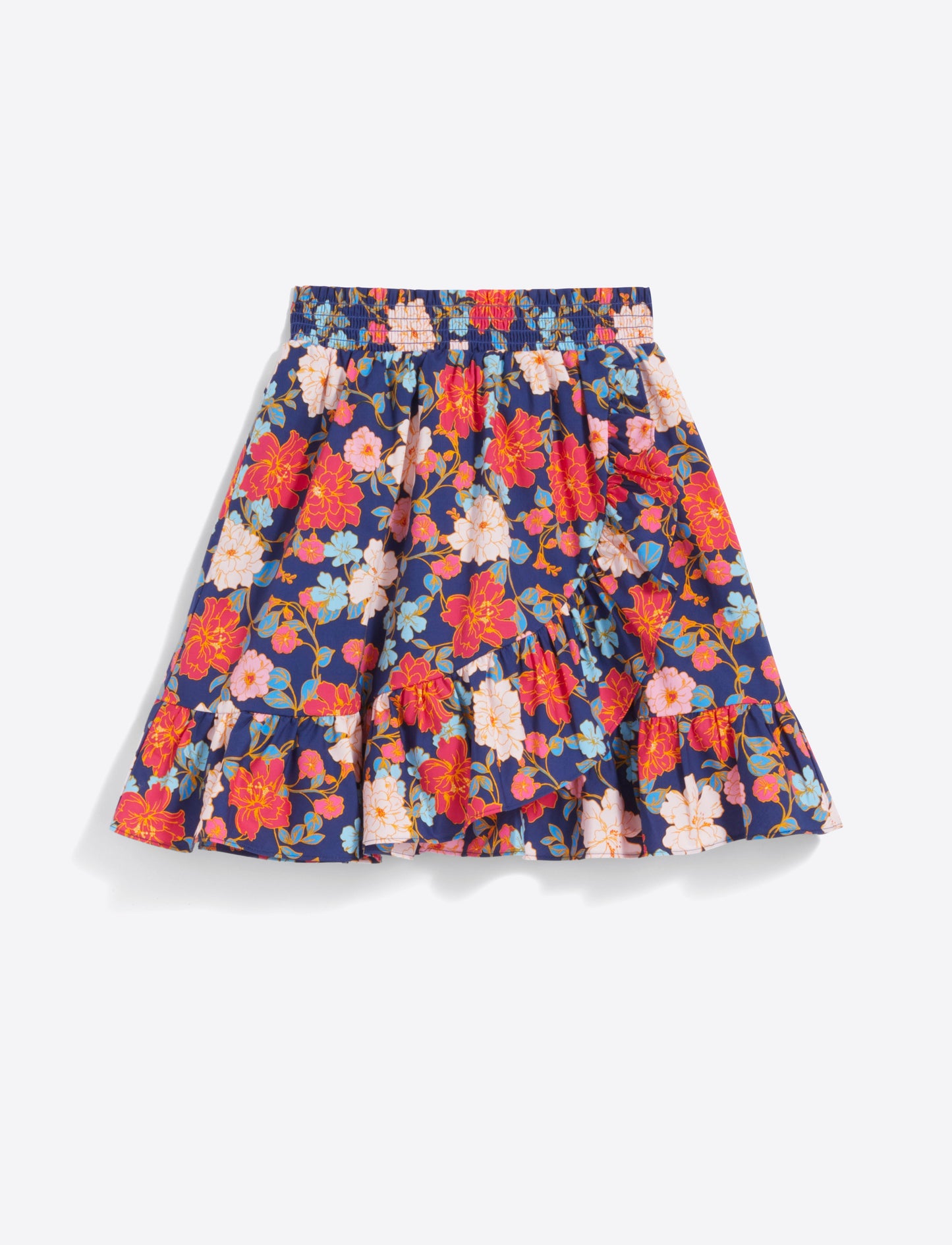 Ruffle Wrap Skirt in Stretch Poplin Blooming Peony - Draper James