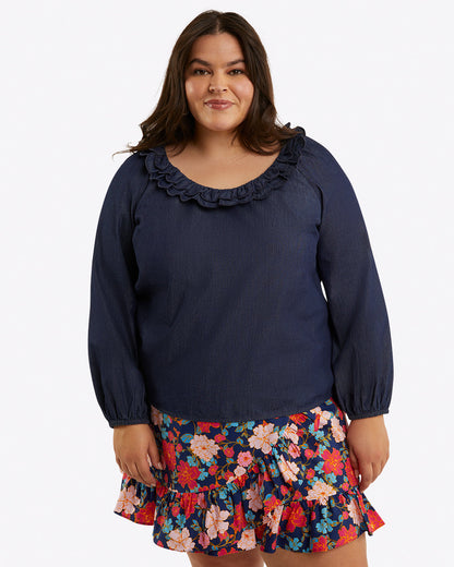 Ruffle Wrap Skirt in Stretch Poplin Blooming Peony - Draper James
