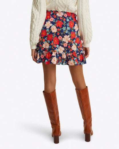 Ruffle Wrap Skirt in Stretch Poplin Blooming Peony - Draper James