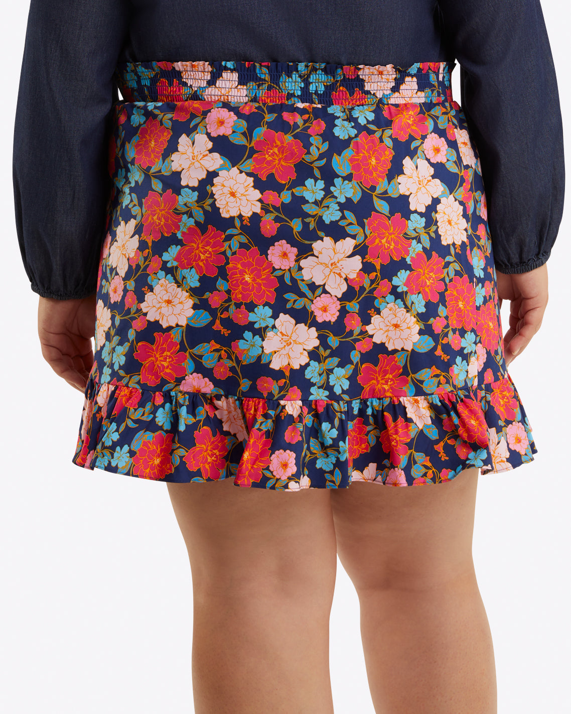 Ruffle Wrap Skirt in Stretch Poplin Blooming Peony - Draper James