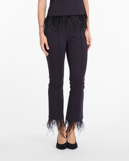 Trousers with Feather Trim Black - Draper James