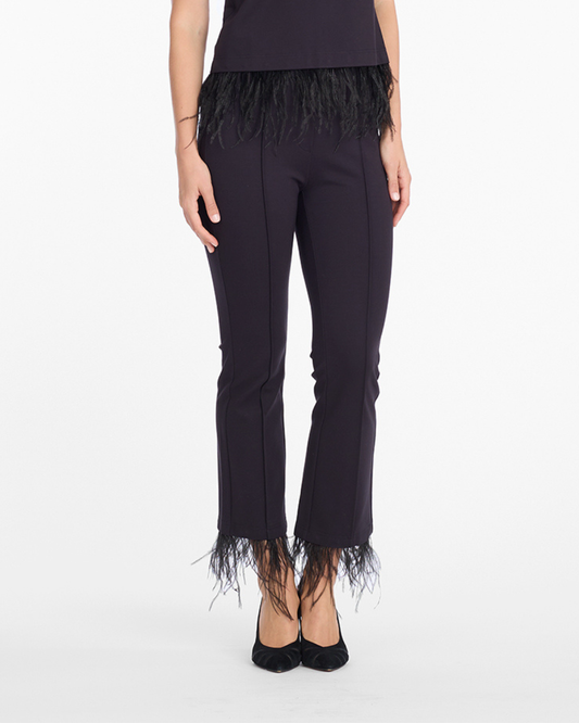 Trousers with Feather Trim Black - Draper James