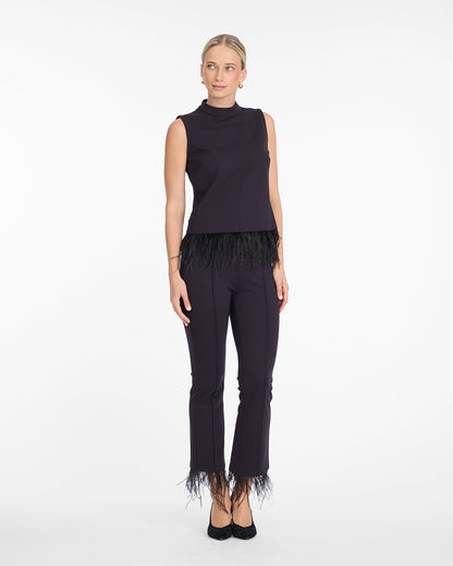 Trousers with Feather Trim Black - Draper James