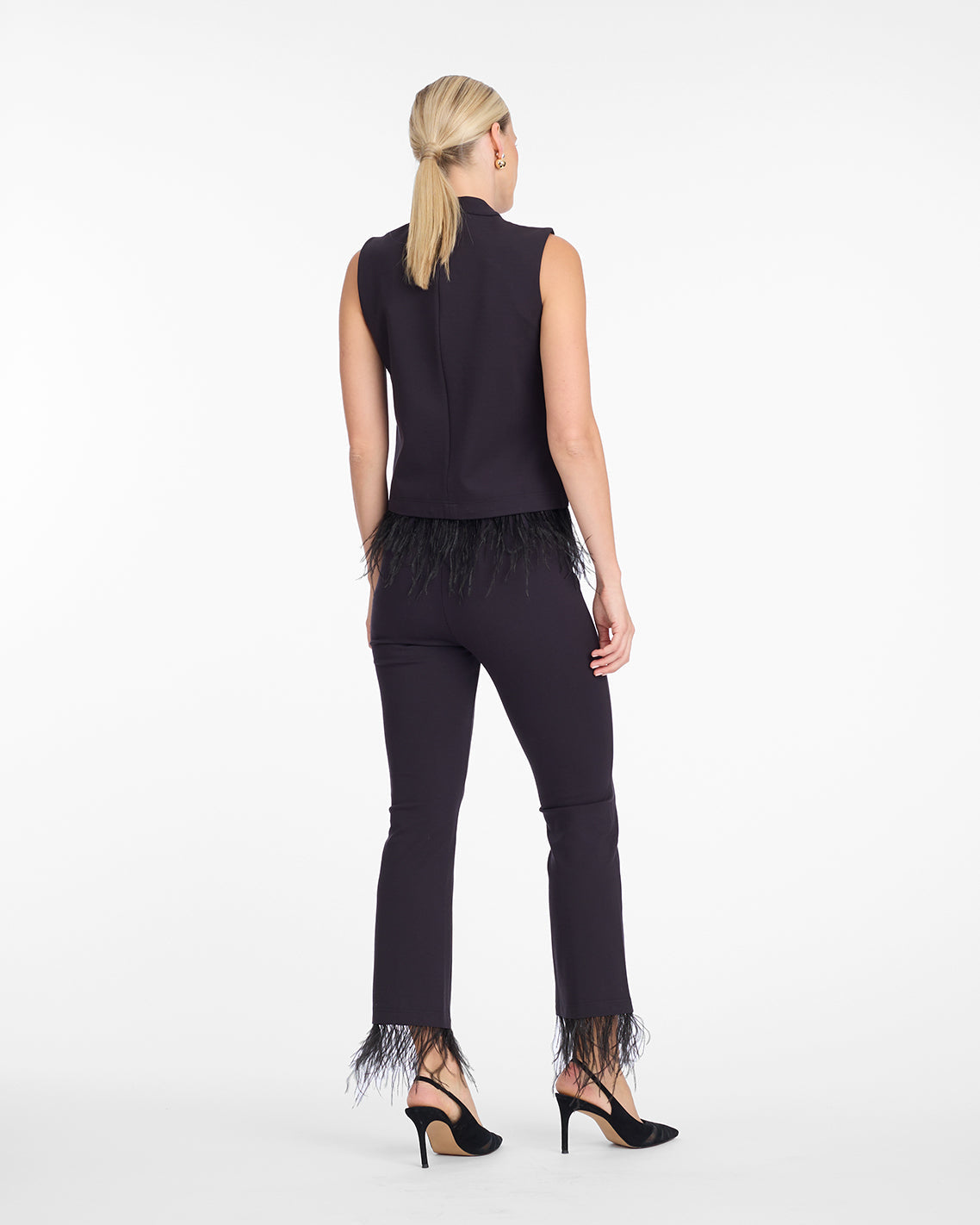 Trousers with Feather Trim Black - Draper James