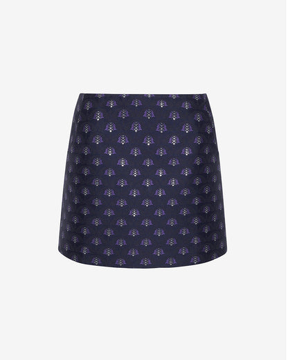 Mini Skirt in Fan Floral Jacquard Blue - Draper James