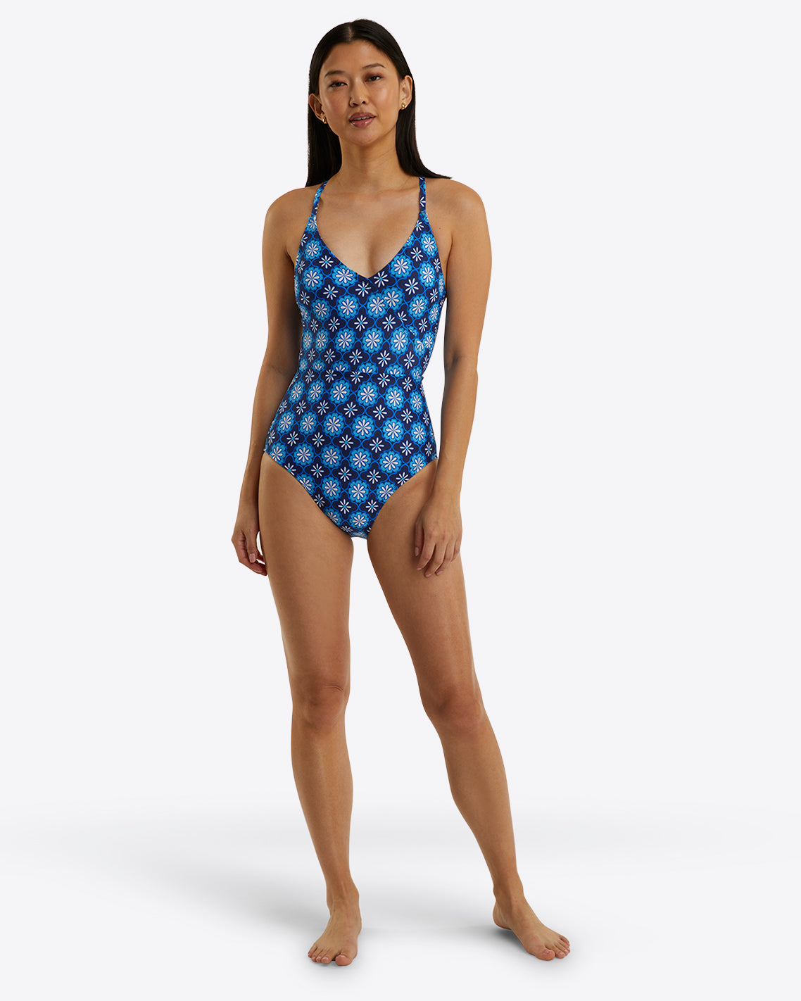 Crossover One Piece Swimsuit Floral Geo - Draper James
