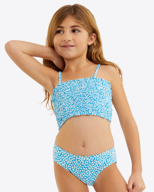 Girls Smocked Bikini Blue Square Dot - Draper James
