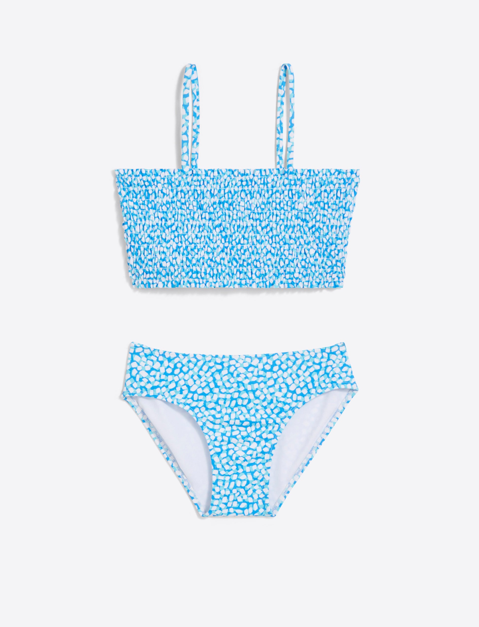 Girls Smocked Bikini Blue Square Dot - Draper James