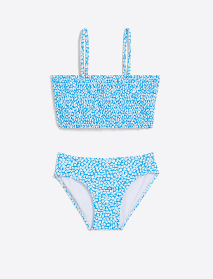 Girls Smocked Bikini Blue Square Dot - Draper James