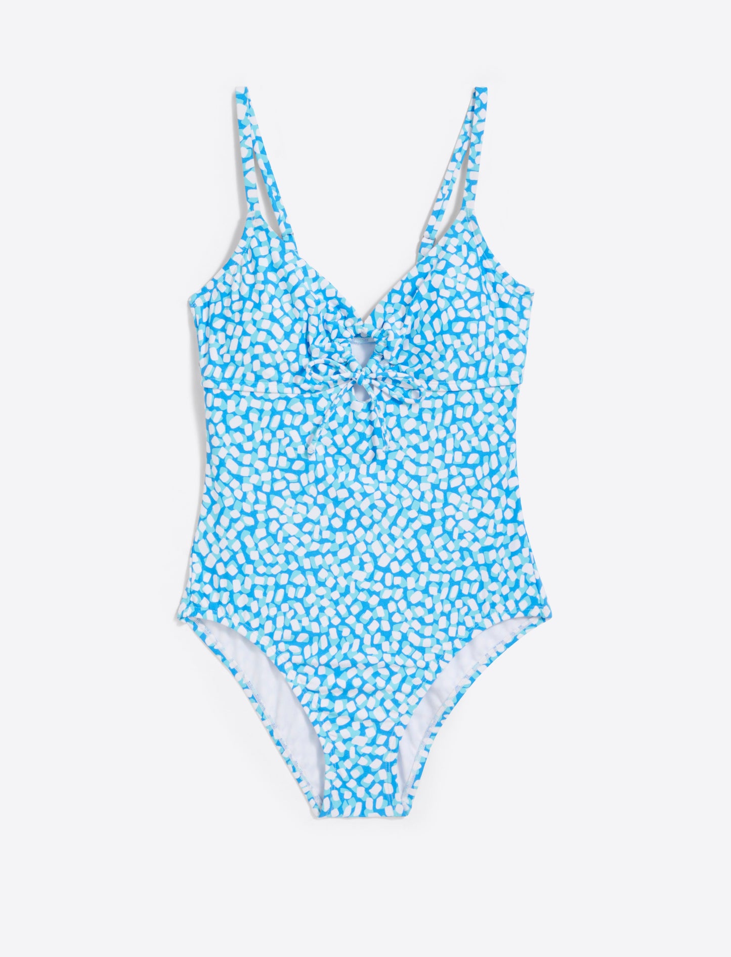 Tie Front One Piece Swimsuit Blue Square Dot - Draper James