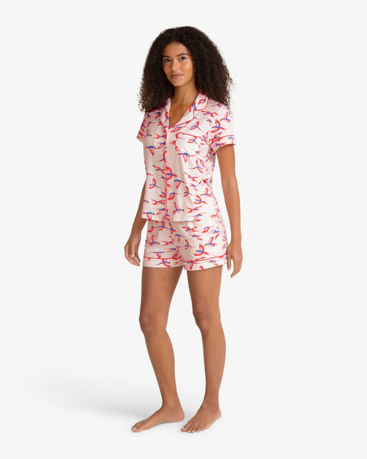 Sara Pajama in Pink Parrot Pink Multi - Draper James
