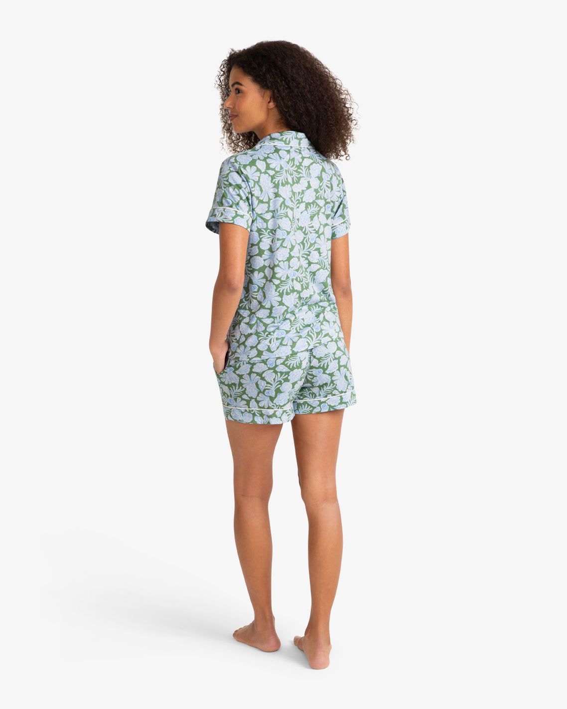 Sara Pajama in Shell Fan Green Multi - Draper James