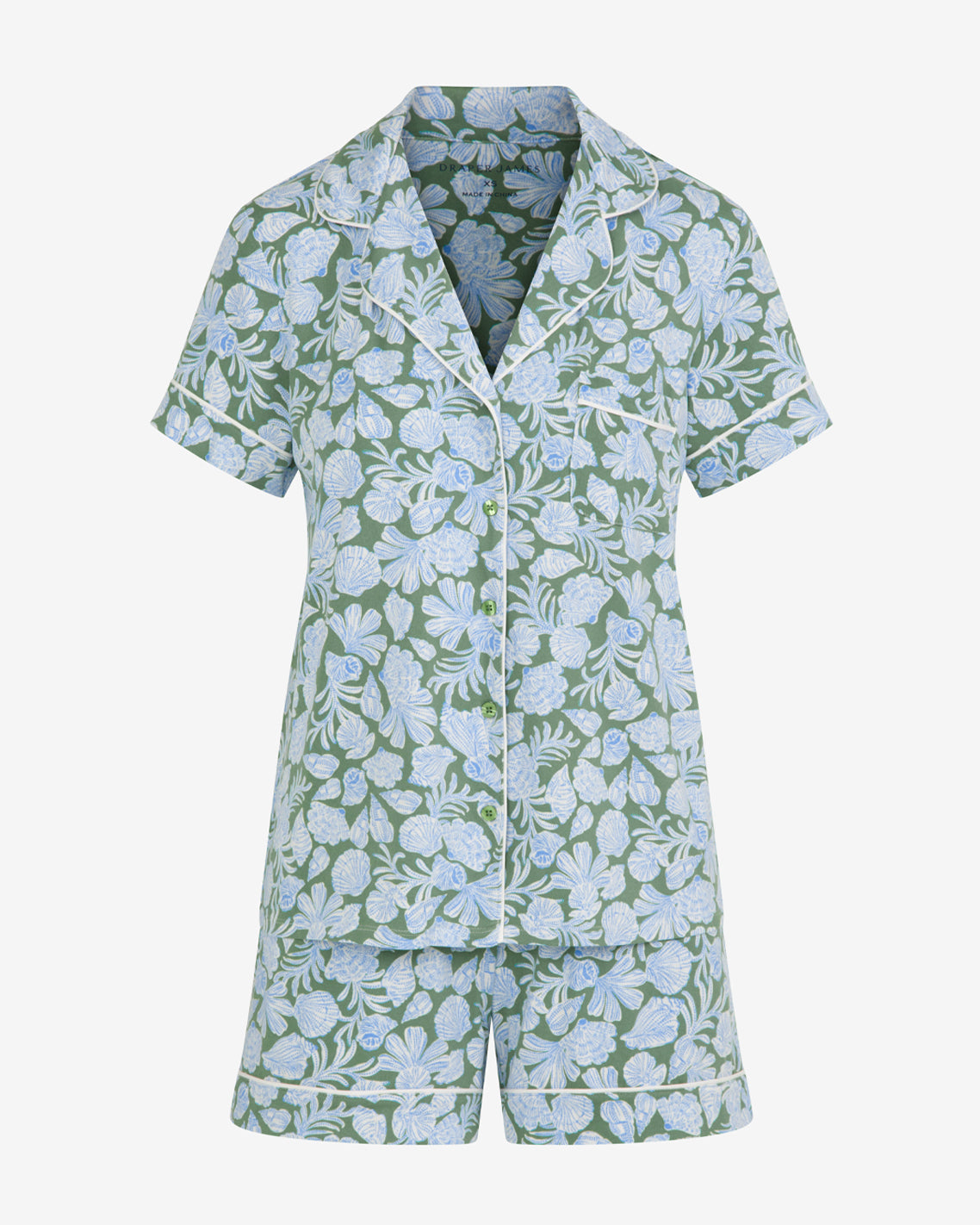 Sara Pajama in Shell Fan Green Multi - Draper James