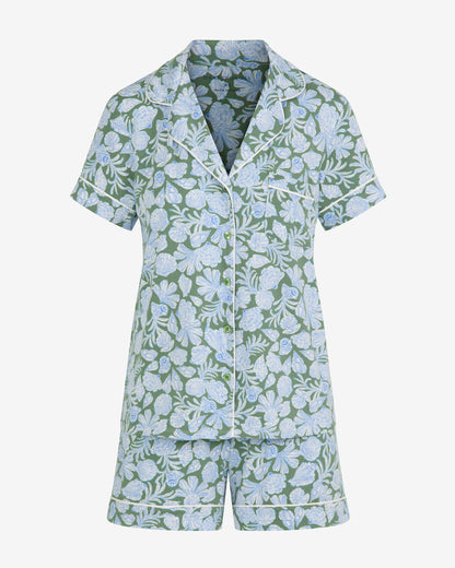 Sara Pajama in Shell Fan Green Multi - Draper James