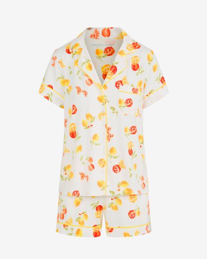 Sara Pajama Set in Citrus Magnolia White Multi - Draper James
