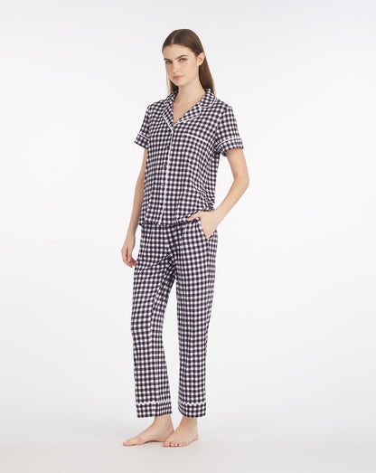 Linda Pajama Set in Navy Gingham Navy Gingham - Draper James