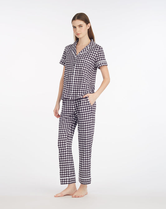 Linda Pajama Set in Navy Gingham Navy Gingham - Draper James