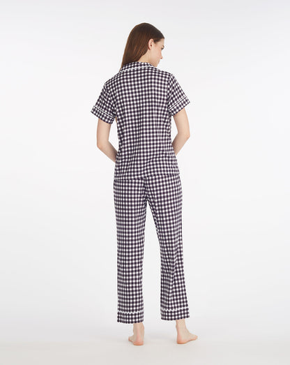 Linda Pajama Set in Navy Gingham Navy Gingham - Draper James