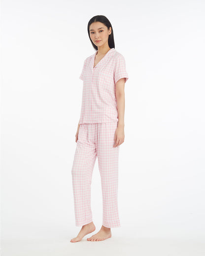 Linda Pajama Set in Pink Gingham Pink Gingham - Draper James