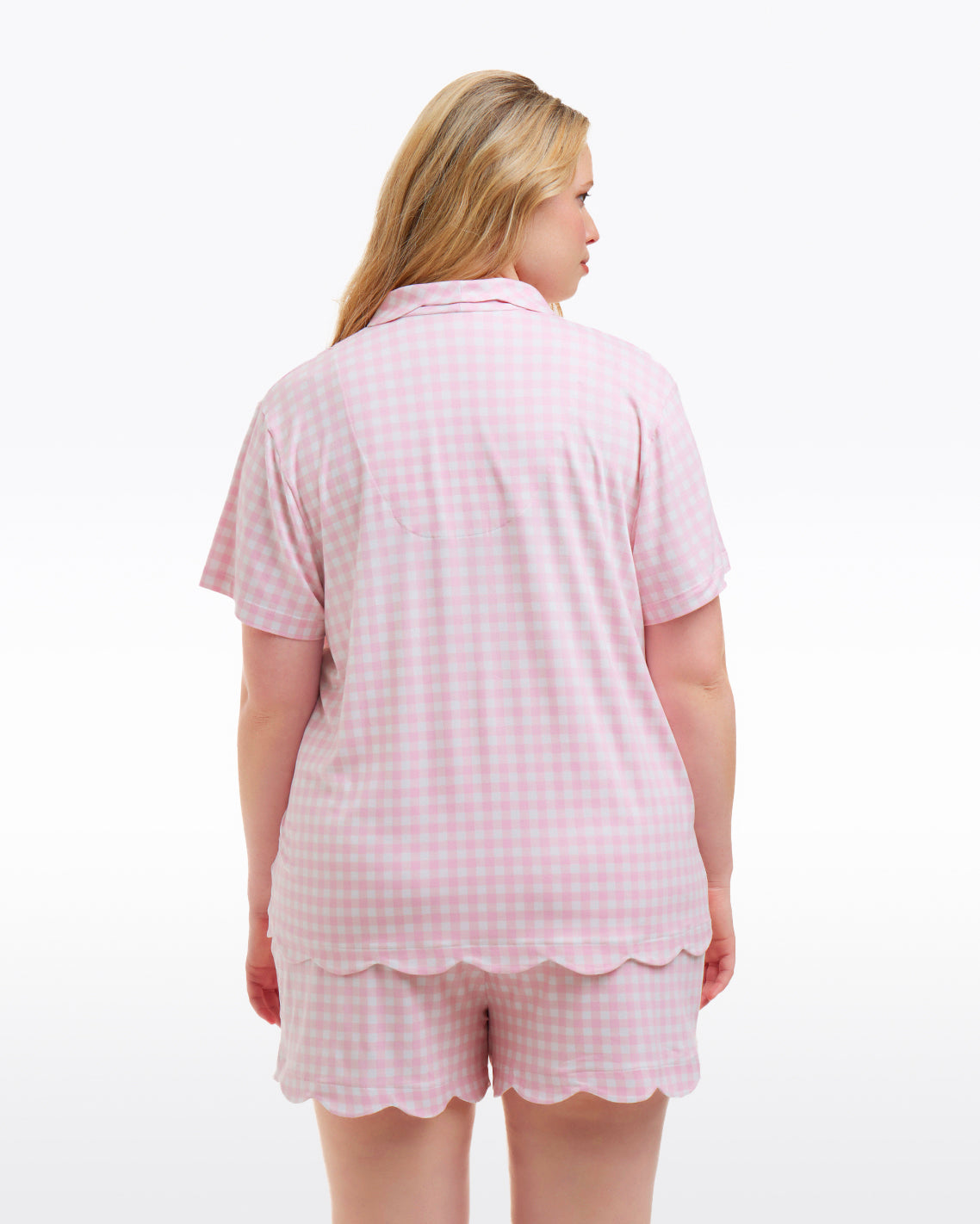 Scallop Sara Pajama Set in Pink Gingham Pink Gingham - Draper James