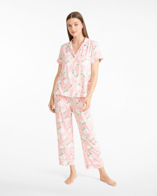 Linda Pajama Set in Hydrangeas Pink Multi - Draper James