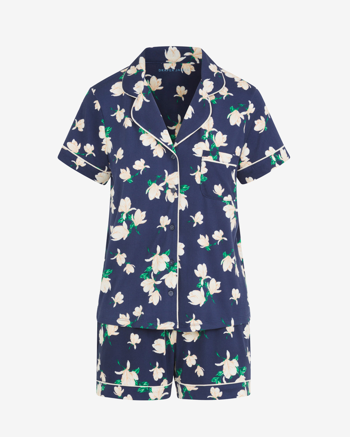 Sara Pajama Set in Navy Magnolia Nassau Navy Multi - Draper James