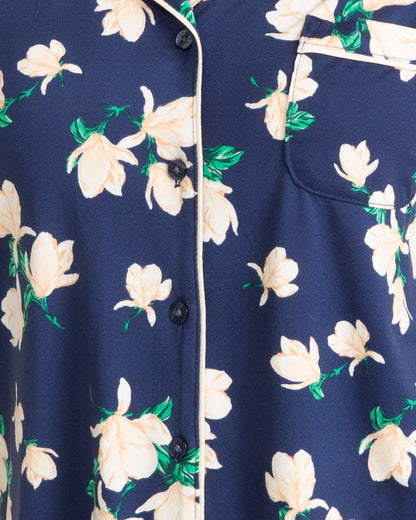 Sara Pajama Set in Navy Magnolia Nassau Navy Multi - Draper James