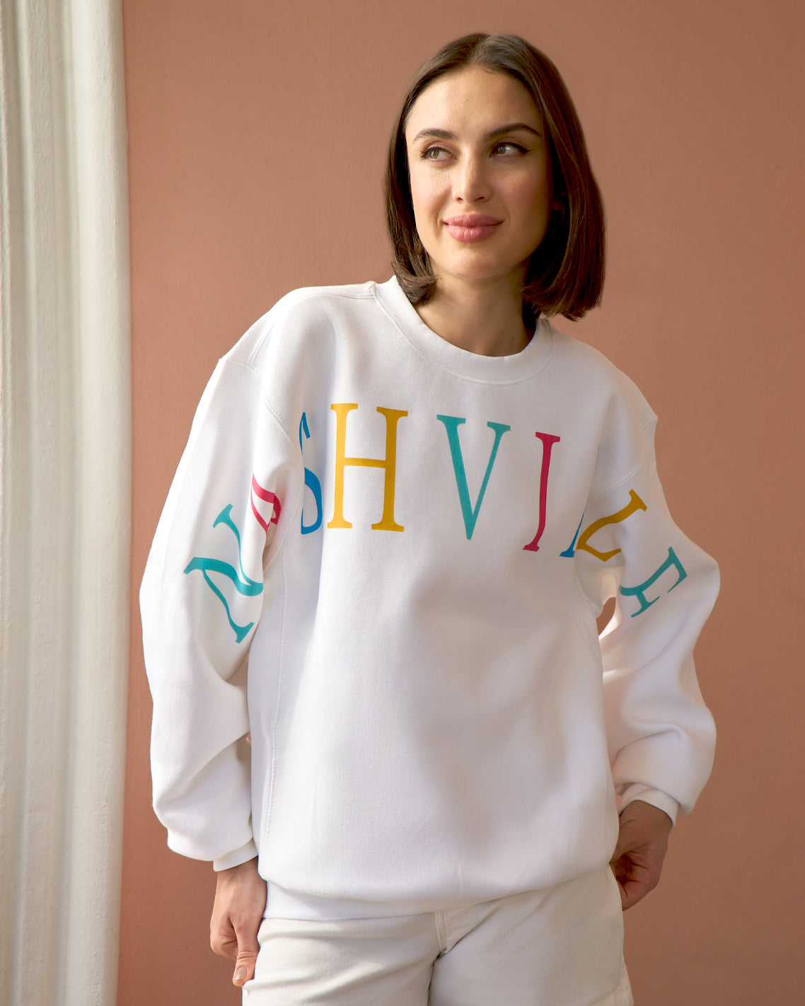 Nashville Crewneck Sweatshirt in Magnolia White Multi Multicolor - Draper James