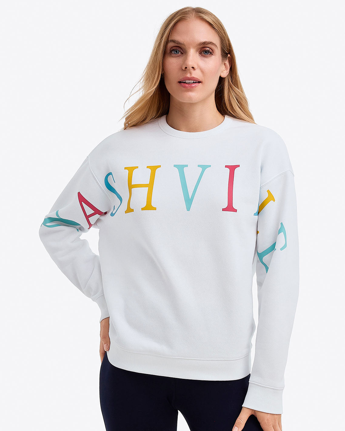Nashville Crewneck Sweatshirt in Magnolia White Multi Multicolor - Draper James