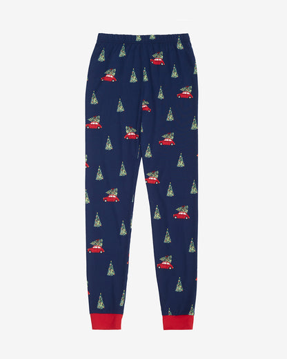 Kid's Pajama Set in Holiday Trees Nassau Navy Multi - Draper James