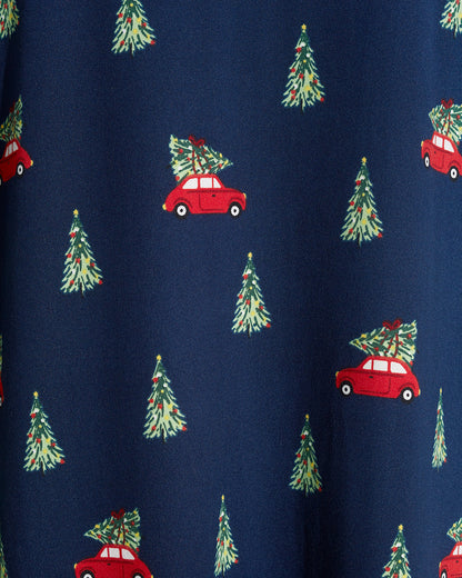 Men's Long-Sleeve Pajama Set in Holiday Trees Nassau Navy Multi - Draper James