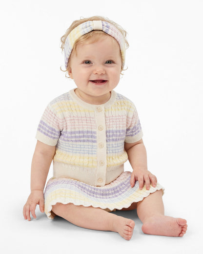 Sweater Knit Skirt Set with Headband in Striped Pastel Multicolor - Draper James
