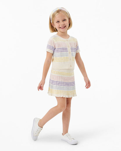 Sweater Knit Skirt Set with Headband in Striped Pastel Multicolor - Draper James