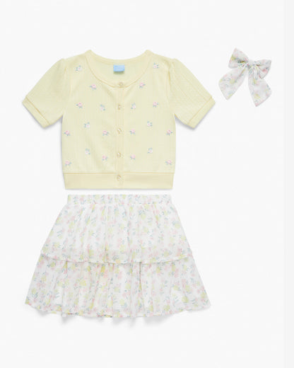 Floral Sweater Knit Skirt Set with Bow in Yellow Yellow - Draper James