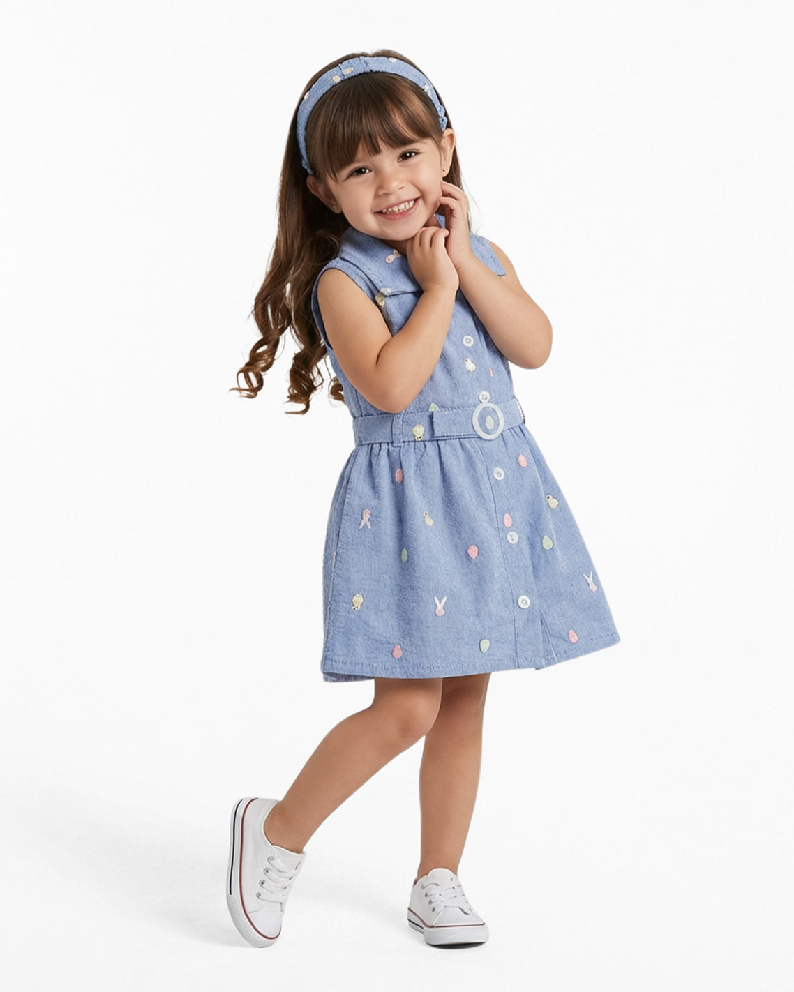 Dress with Headband in Blue Chambray Blue - Draper James