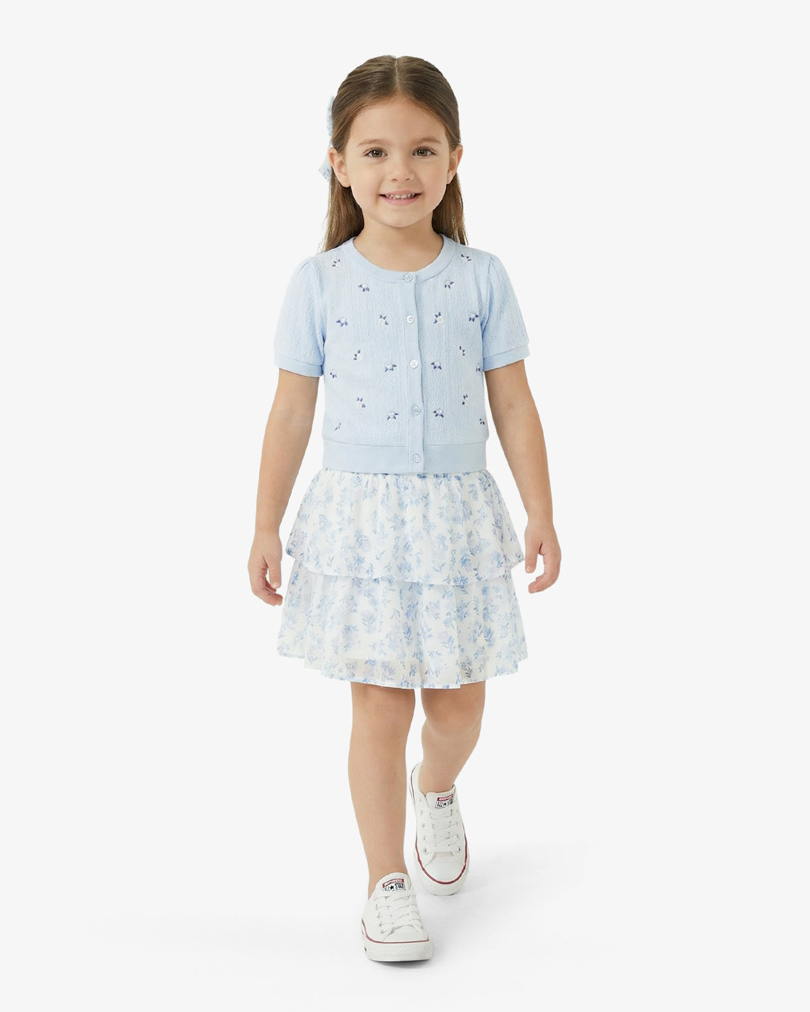 Floral Sweater Knit Skirt Set with Bow in Blue Blue - Draper James
