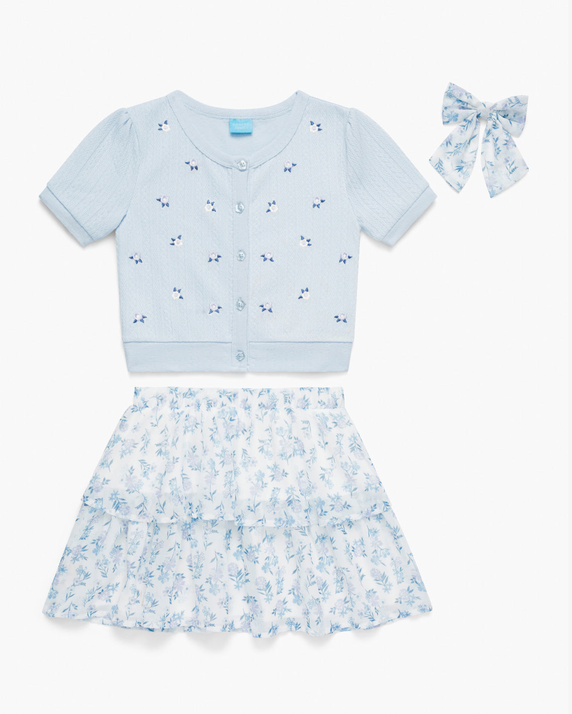 Floral Sweater Knit Skirt Set with Bow in Blue Blue - Draper James