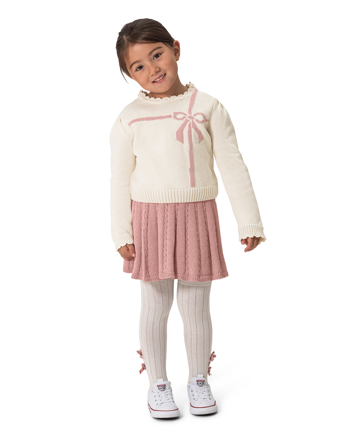 Girls Sweater & Skirt Set – Classic Magnolia White Multi - Draper James