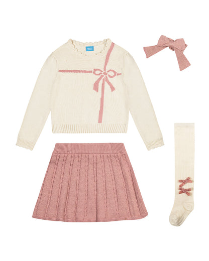 Girls Sweater & Skirt Set – Classic Magnolia White Multi - Draper James