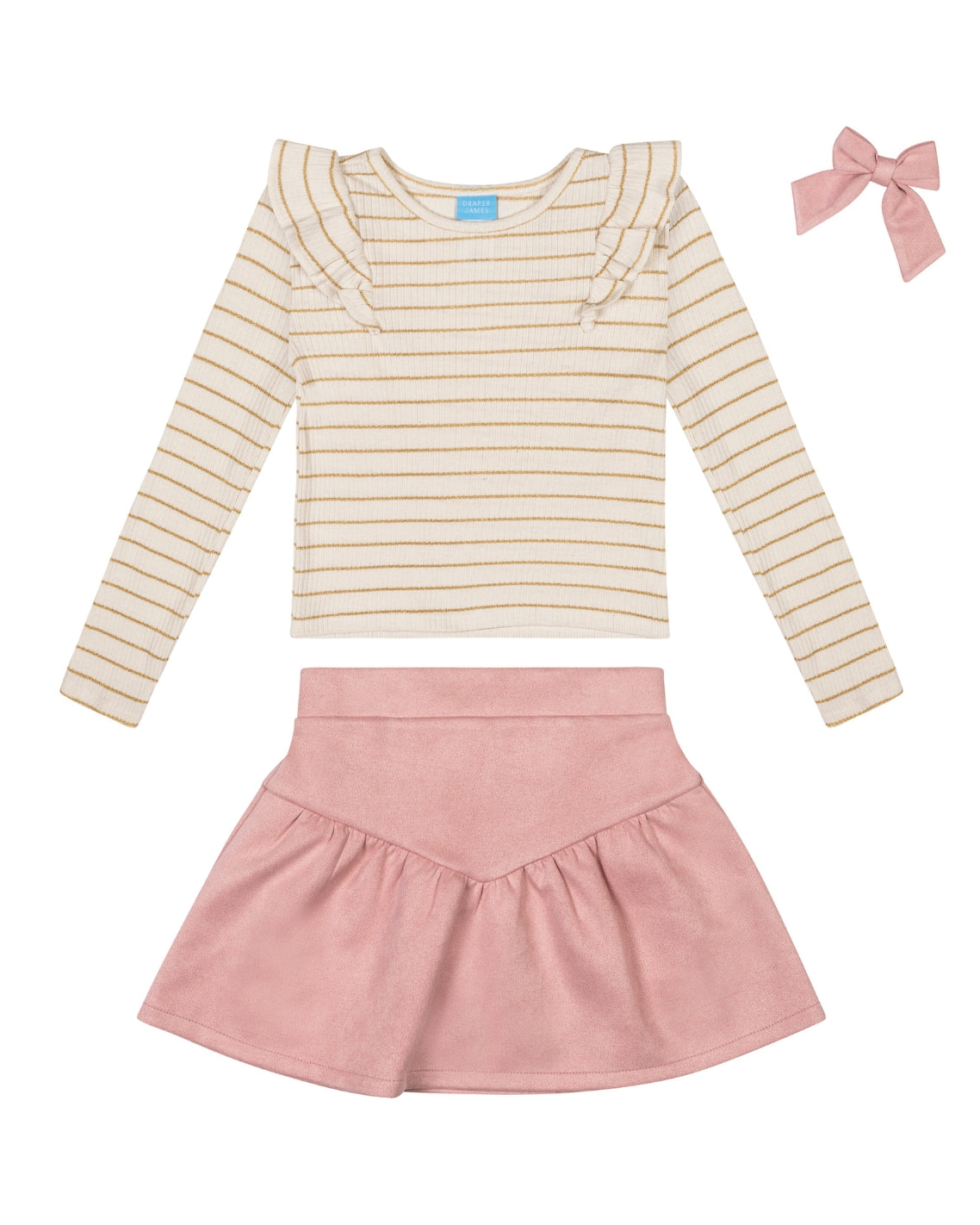 Girls' Long-Sleeve Top, Skirt And Bow Set Magnolia White Multi - Draper James