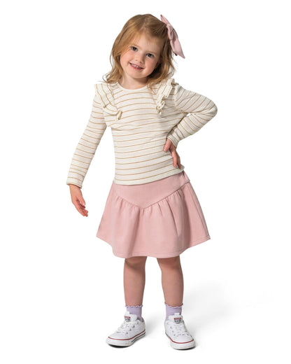Girls' Long-Sleeve Top, Skirt And Bow Set Magnolia White Multi - Draper James