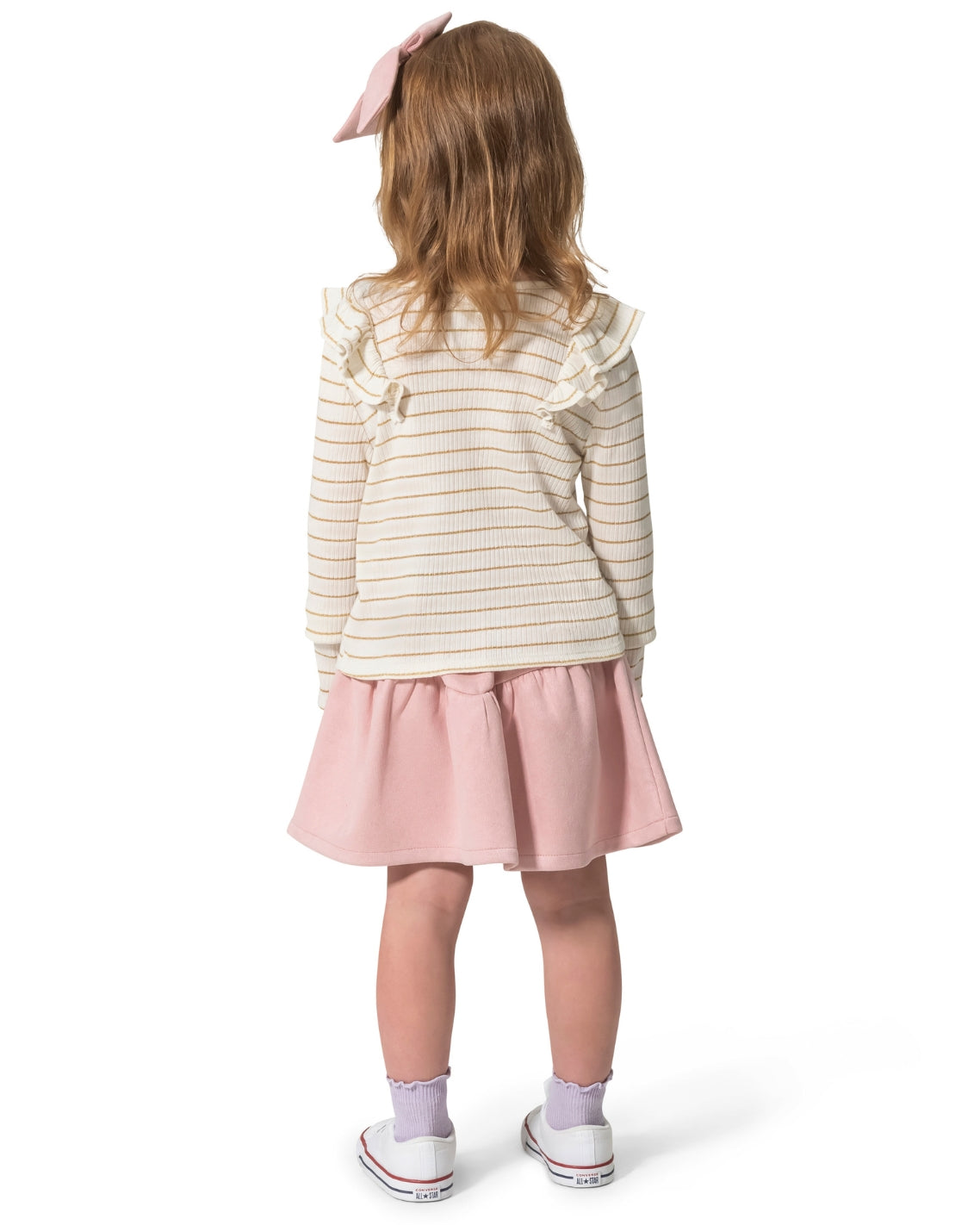 Girls' Long-Sleeve Top, Skirt And Bow Set Magnolia White Multi - Draper James