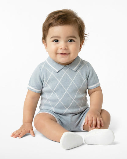 Argyle Polo Sweater Short Set in Blue Nassau Navy - Draper James