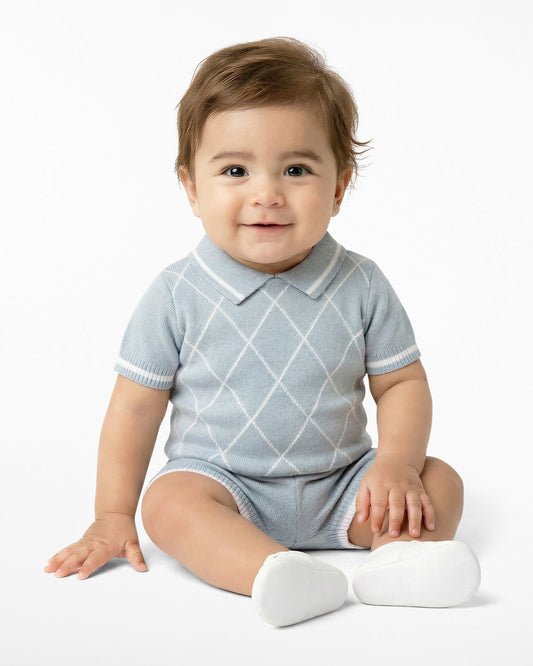 Argyle Polo Sweater Short Set in Blue Nassau Navy - Draper James