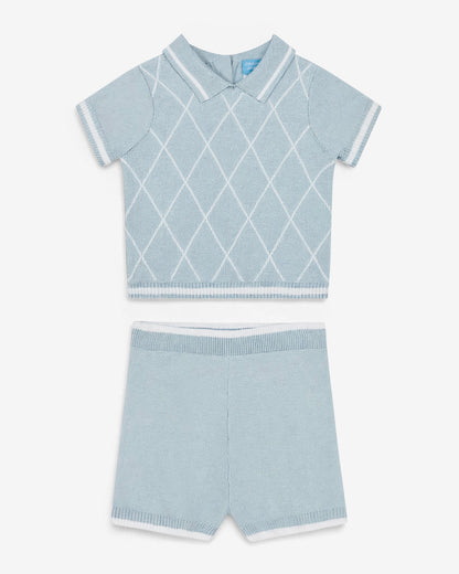 Argyle Polo Sweater Short Set in Blue Nassau Navy - Draper James